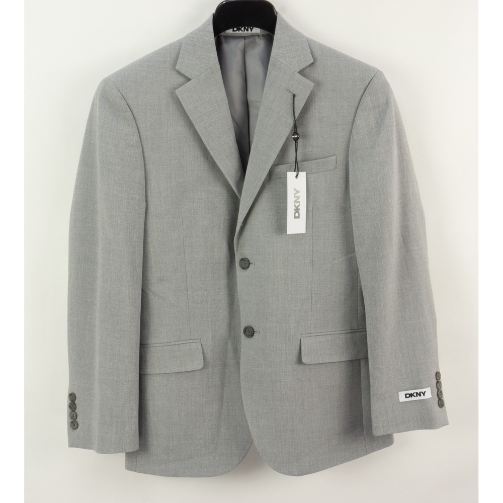 New DKNY Modern-Fit Nested Suit Jacket Men's 36S Light Gray Performance Stretch